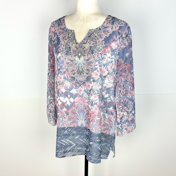 JM Collection lilac tunic blouse - Picture 3 of 7